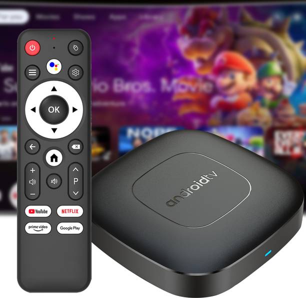 WRADER Smart TV Box 4K TV Android Box 4GB RAM+32GB ROM Google Assistant Support Chromcast Built-in All TVs (Enabled with HDMI Port) Remote Controller