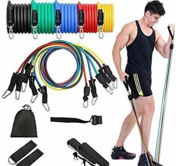 Shopeleven Resistance Bands 5 unit Set for Exercise, Stretching and Workout Toning Tube Kit Resistance Tube