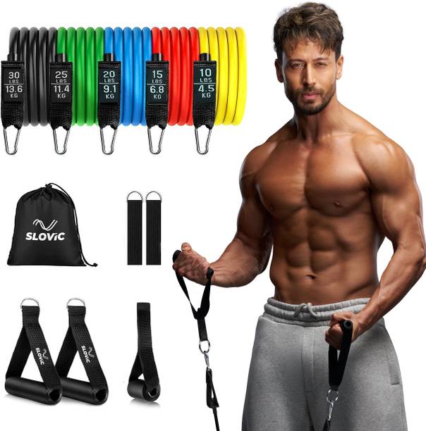 SLOVIC Exercise & Stretching Resistance Tube Set For Men & Women Workout Resistance Tube
