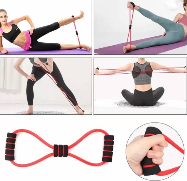 BOLDHIGH Yoga Chest Expander Latex Figure 8 Shape Yoga Fitness Workout Toning Resistance Tube
