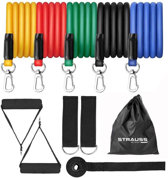 Strauss Tpe + Tpr Resistance Tube Set | Toning Tube| Exercise Band|Gym Resistance Bands रेजिस्टेंस ट्यूब