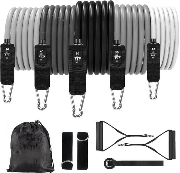 LAFILLETTE Resistance Set 5 Exercise Bands With Handles Door Anchor Fitness Resistance Tube