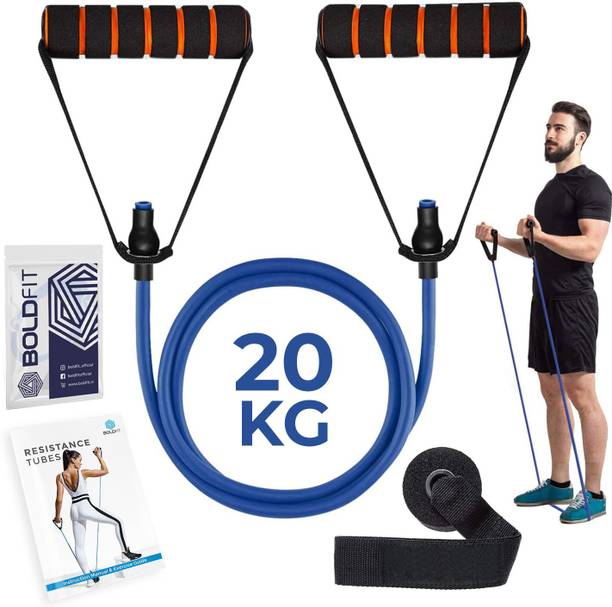 BOLDFIT Resistance Tube, Exercise & Stretching Resistance Band Set For Men & Women Workout रेजिस्टेंस ट्यूब