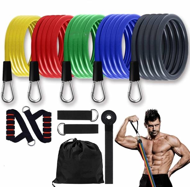 GOCART 11Pcs Resistance Workout Exercise Bands with Door Anchor,Handles,Ankle Straps रेजिस्टेंस ट्यूब