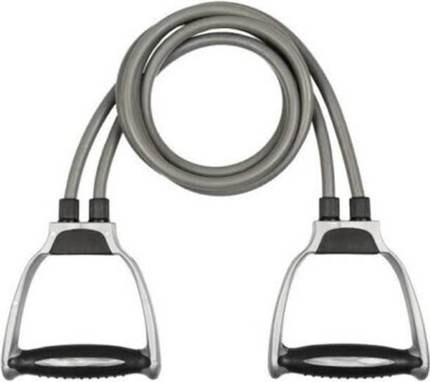 SIXTEEN Double Toning Tube Exercise Toning Belt Grey for Men and Women Resistance Tube Resistance Tube
