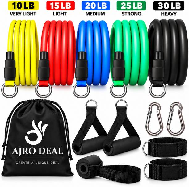 AJRO DEAL 11 Pcs Fitness band for Exercise, Stretching & Body Toning, Home Gym Equipment Resistance Tube