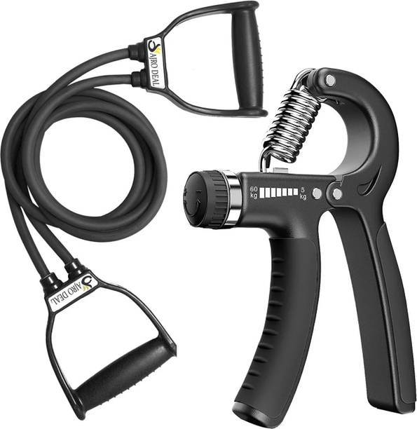 AJRO DEAL Double Toning & Adjustable Hand Grip for Body Workout Equipment Resistance Tube
