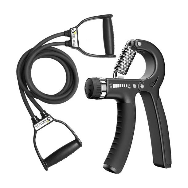 AJRO DEAL Double Toning & Adjustable Hand Grip for Body Workout Equipment Resistance Tube