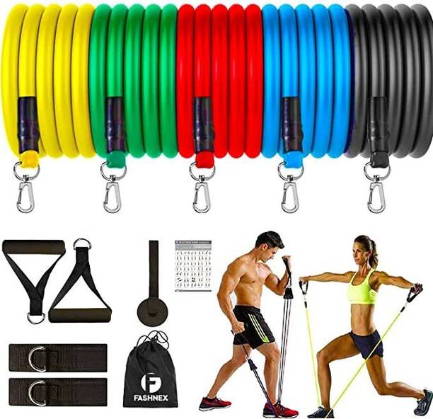 Oddish 11 PCS Resistance Band Set Gym Band For Exercise Chest Expander Home, Office Resistance Tube
