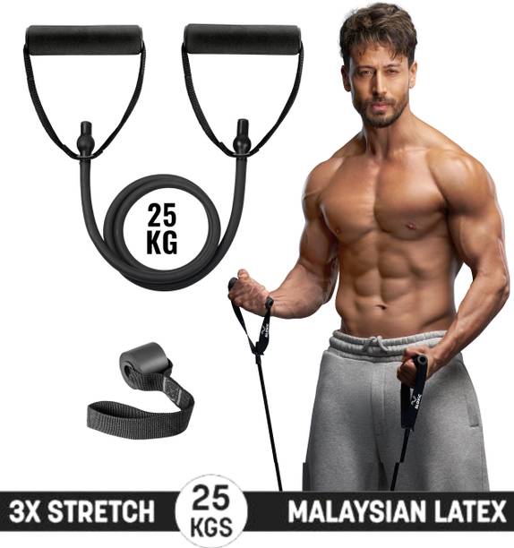 SLOVIC Gym Latex Tube With Foam Handles & Door Anchors For Stretching Excersise(25KGS) Resistance Tube