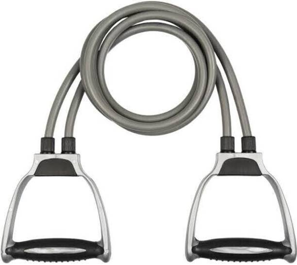 SIXTEEN Double Toning Tube Exercise Toning Belt Grey for Men and Women Resistance Tube