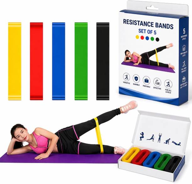 Eagle Mark Resistance Band Set of 5 for Workout, Yoga & Home Gym Resistance Tube