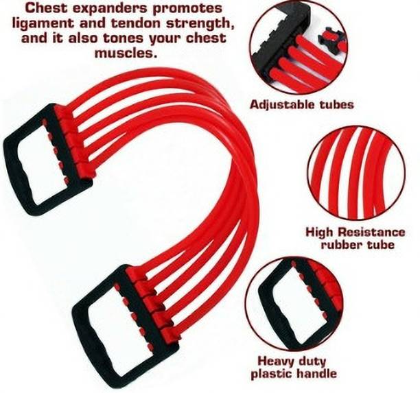 BOLDHIGH Adjustable Chest Expander for Fitness Workout with 5 Soft Latex Rope for Unisex Resistance Tube