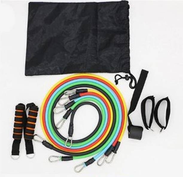 GOCART High Quality 11 Pcs Resistance Bands With Carry Bag, Door Anchor, Ankle Straps रेजिस्टेंस ट्यूब