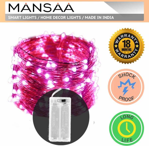 MANSAA 30 LEDs 3.05 m Pink Steady String Rice Lights