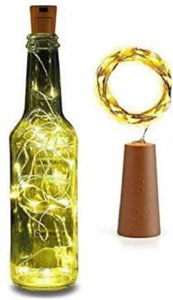Copper String LED light 2 MTR 20 LED Bottle cork Operated Decorative Lights 20 LEDs 1.98 m Yellow Steady Water Drop Rice Lights