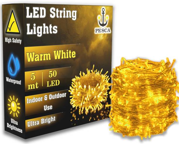 PESCA 50 LEDs 5 m Yellow Steady String Rice Lights