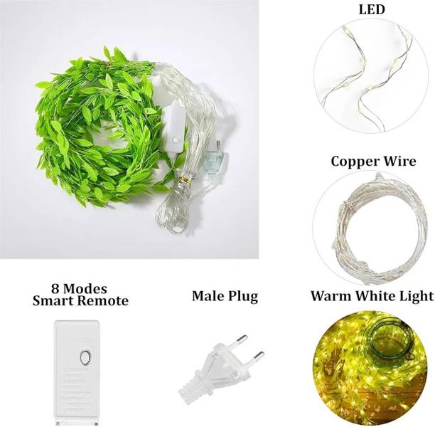 Kripara Sales Leaf LED Curtain String Lights with | Warm White Decorative Fairy Lights Light Strip