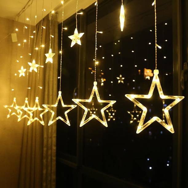 Daiwik 138 LEDs 2.49 m Yellow Flickering, Steady Star Rice Lights