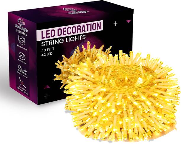 Refulgix 40 LEDs 12 m Yellow Steady String Rice Lights