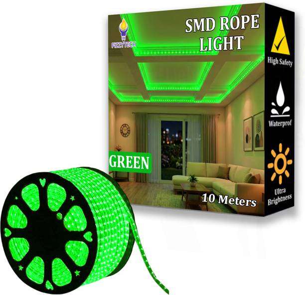 FIZZYTECH 360 LEDs 10 m Green Steady String Rice Lights