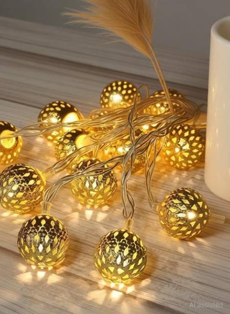 Refulgix 16 LEDs 3 m Gold Steady Ball Rice Lights