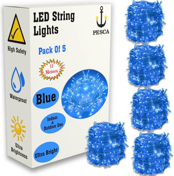 PESCA 40 LEDs 11 m Blue Steady String Rice Lights (Pack of 5)