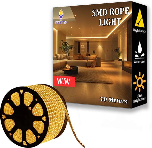 FIZZYTECH 360 LEDs 10 m Yellow Steady String Rice Lights