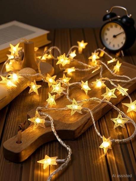 FIZZYTECH 15 LEDs 3 m Yellow Steady Star Rice Lights