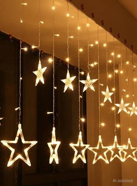Prakash 130 LEDs 8 m Yellow Flickering, Steady Star Rice Lights