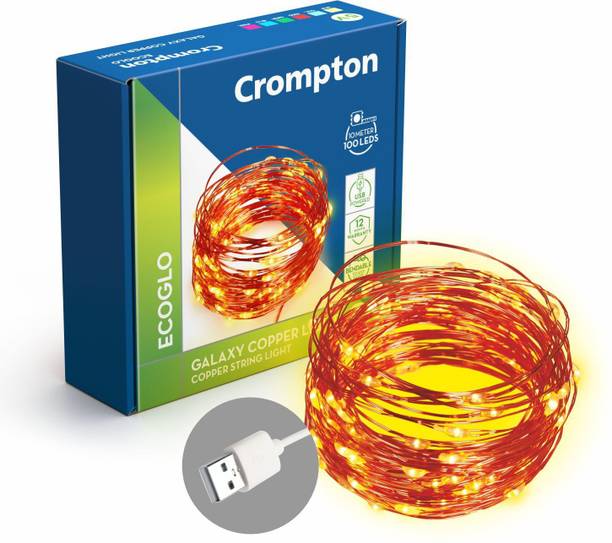 Crompton 100 LEDs 10 m Yellow Steady String Rice Lights