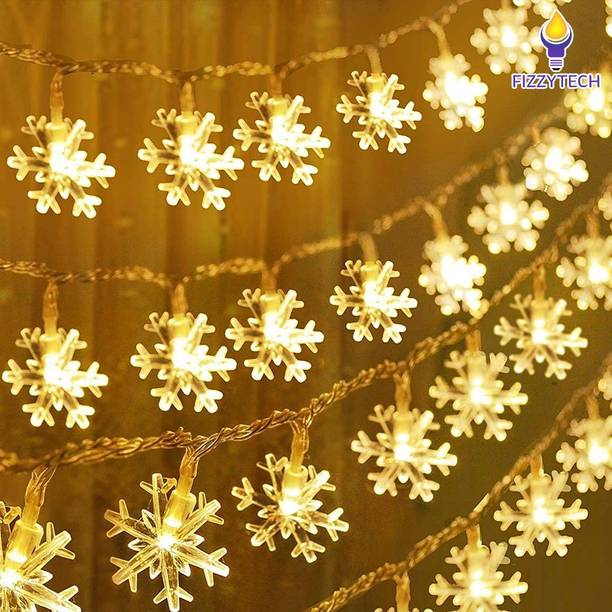 FIZZYTECH 15 LEDs 3 m Yellow Flickering Snow Flake Rice Lights