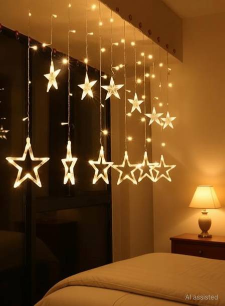 diwalilights 140 LEDs 5 m Yellow Color Changing, Flickering, Steady Star Rice Lights