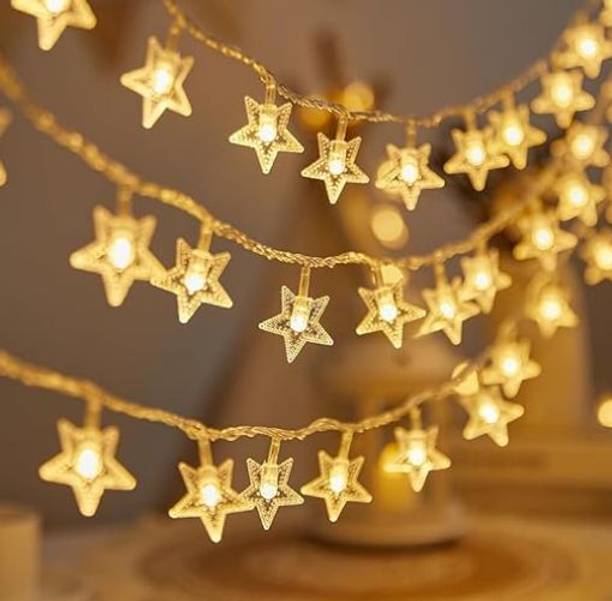 JAINNEXT 14 LEDs 3 m Yellow Steady Star Rice Lights