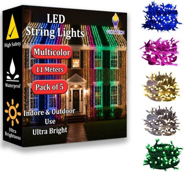 FIZZYTECH 40 LEDs 11 m Multicolor Steady String Rice Lights