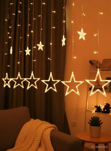 kidducollection 12 LEDs 5.08 m Yellow Flickering, Steady Star Rice Lights