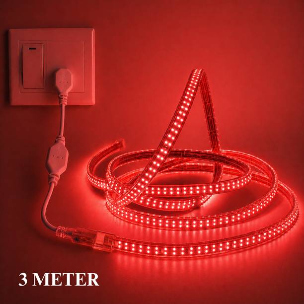 KAVYARA 600 LEDs 3 m Red Steady Strip Rice Lights