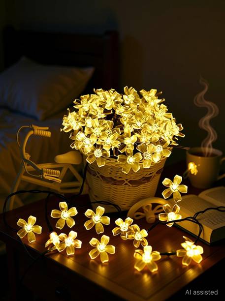 X4Decor 42 LEDs 12 m Yellow Steady Flower Rice Lights