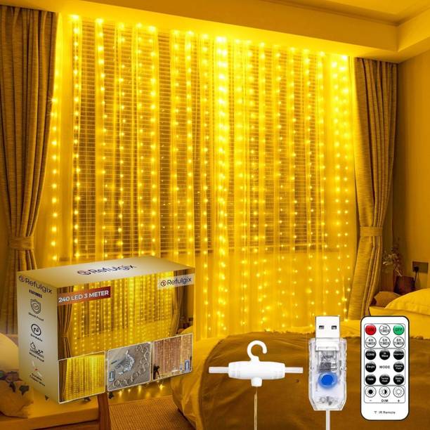 Refulgix 240 LEDs 3 m White Steady, Flickering String Rice Lights