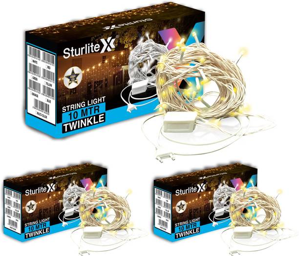 Sturlite 46 LEDs 10 m Yellow Flickering, Steady Bulb Rice Lights Pack of 3