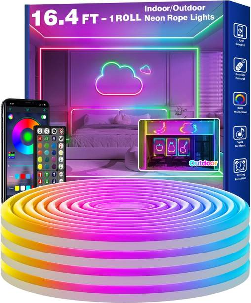 AONEPTER 5 Meter RGB Neon Strip Lights with Mobile App and Remote Controlled Light Strip