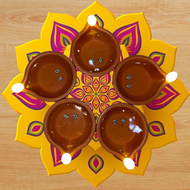 Ryme Water Sensor Electric LED Flameless & Smokeles Diyas Plastic (Pack of 6) Table Diya