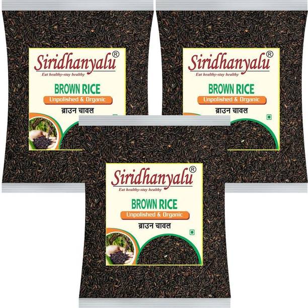 siridhanyalu Brown Rice, Low Glycemic Index Forbidden Brown Rice (Gwt. 3Kg) Black Black Rice (Long Grain, Unpolished)