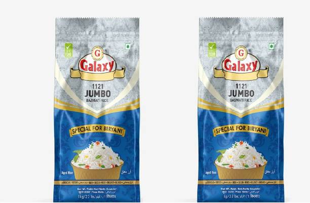 GALAXY 1121 Jumbo 1 KG (Pack of 2) Aroma Rich, Vitamins B1 & B6, Gluten-Free Basmati Rice (Long Grain)