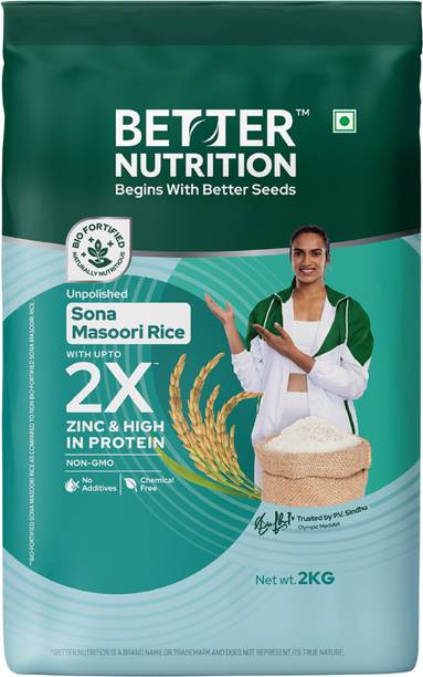 Better Nutrition Biofortified  Soona Masoori Rice 2kg Sona Masoori Rice (Small Grain, Unpolished)
