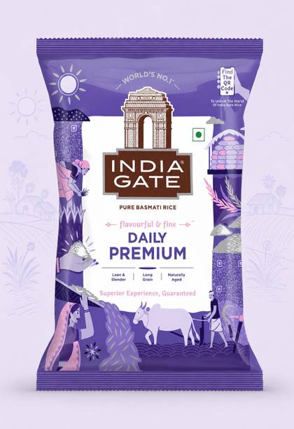 INDIA GATE Daily Premium | Flavourful & Fine | Naturally Aged| Basmati Rice 1KG Basmati Rice (Long Grain, Polished)