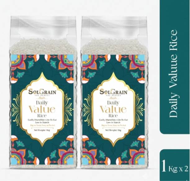 SOLGRAIN DAILY VALUE RICE Pack of (1KG+1KG) Basmati Rice (Medium Grain, Raw)