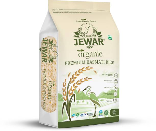 Jewar Organic 100% Pure, Naturally Aromatic, Fluffy & Non-Sticky Basmati Rice (Long Grain, Unpolished)