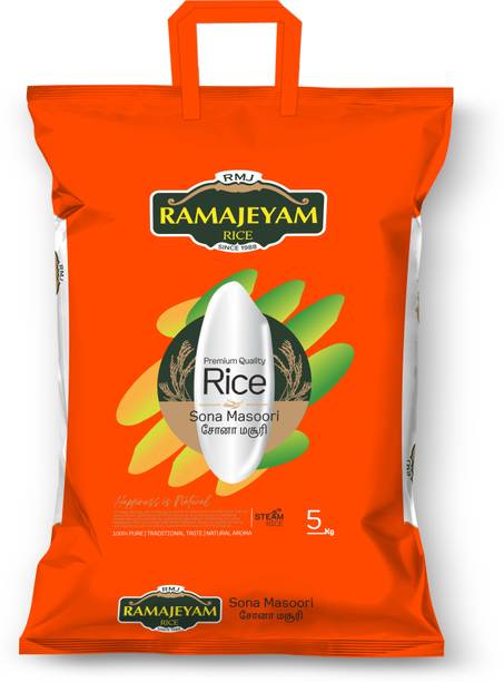 Ramajeyam Premium Rice Steam Sona Masoori Rice 5kg Yellow Sona Masoori Rice (Medium Grain, Parboiled)