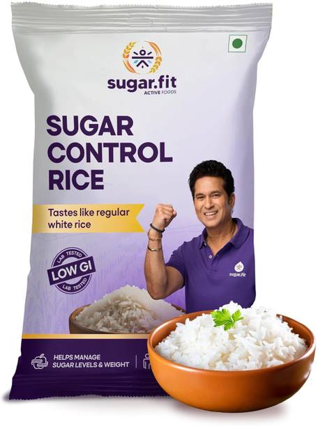 Sugar.fit Sugar Control Low GI Sona Masoori Rice | Whole Grain |Supports Weight & Diabetes Sona Masoori Rice (Full Grain, Unpolished)